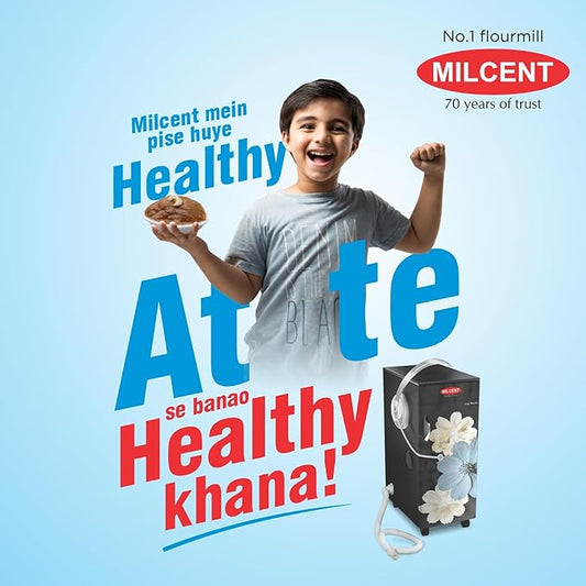 MILCENT Smart Plus Talky & Vacuum | Fully Automatic Domestic Flour Mill Machine | Atta Maker | 8 kg Grinding Capacity | Super 6 Blade SS Cutter| 10 Years Motor Warranty