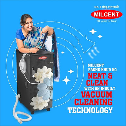 MILCENT Smart Plus Talky & Vacuum | Fully Automatic Domestic Flour Mill Machine | Atta Maker | 8 kg Grinding Capacity | Super 6 Blade SS Cutter| 10 Years Motor Warranty