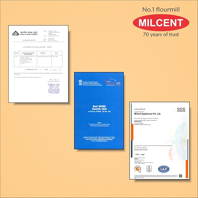 MILCENT Smart Plus Talky & Vacuum | Fully Automatic Domestic Flour Mill Machine | Atta Maker | 8 kg Grinding Capacity | Super 6 Blade SS Cutter| 10 Years Motor Warranty