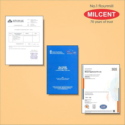 MILCENT Smart Plus Talky & Vacuum | Fully Automatic Domestic Flour Mill Machine | Atta Maker | 8 kg Grinding Capacity | Super 6 Blade SS Cutter| 10 Years Motor Warranty